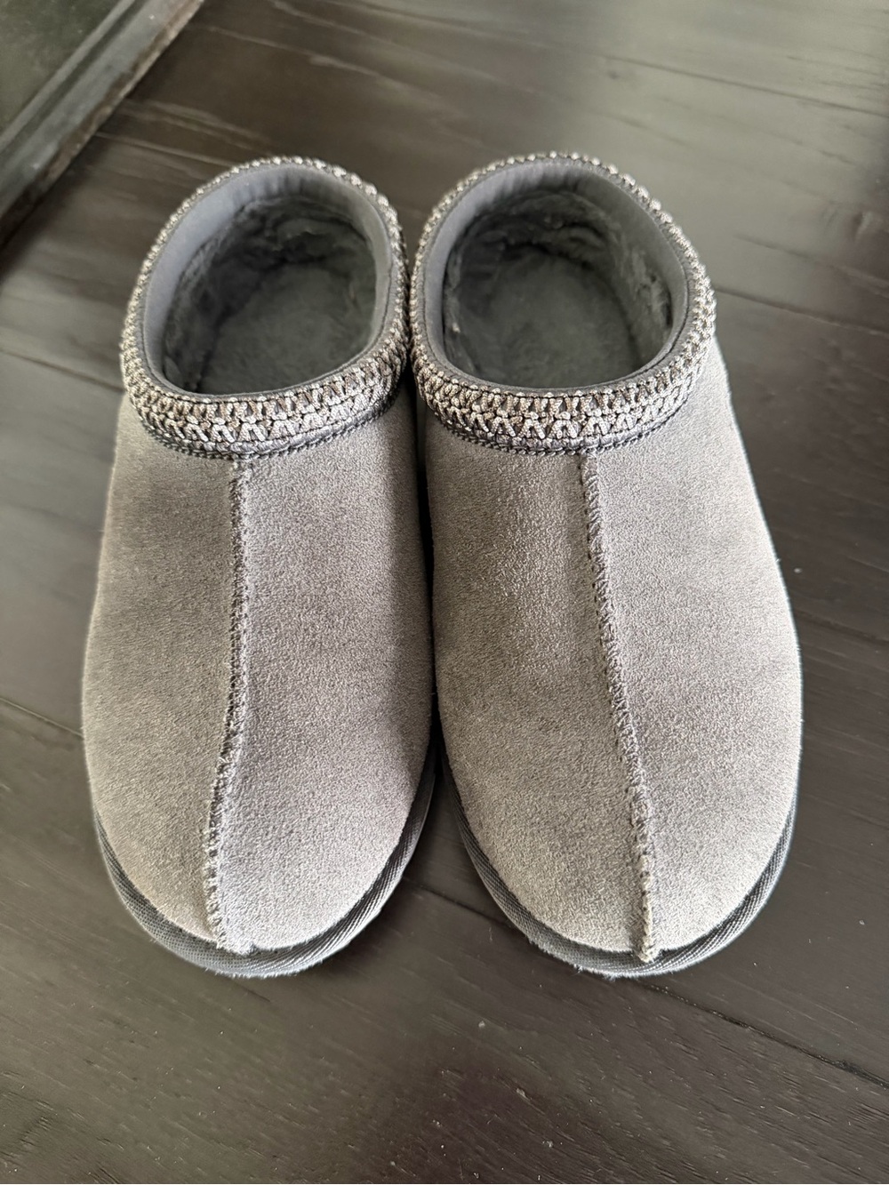 UGG Kids Gray Suede Slip-On Slippers